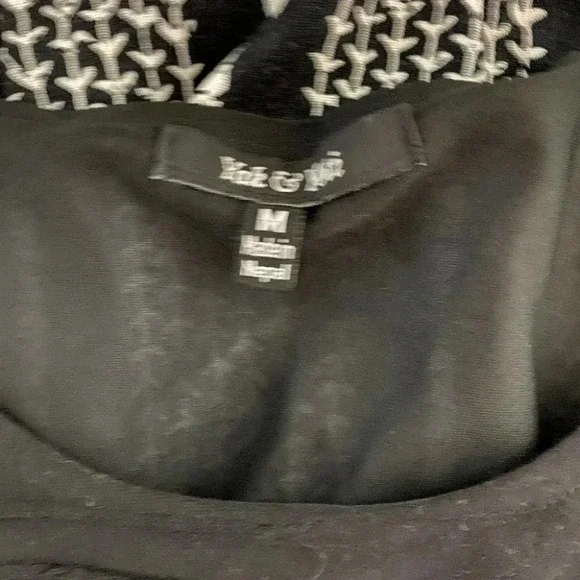 Yak n Yeti Black White Geometric Print Asymmetrical Hem Sleeveless Dress M - Picture 5 of 6